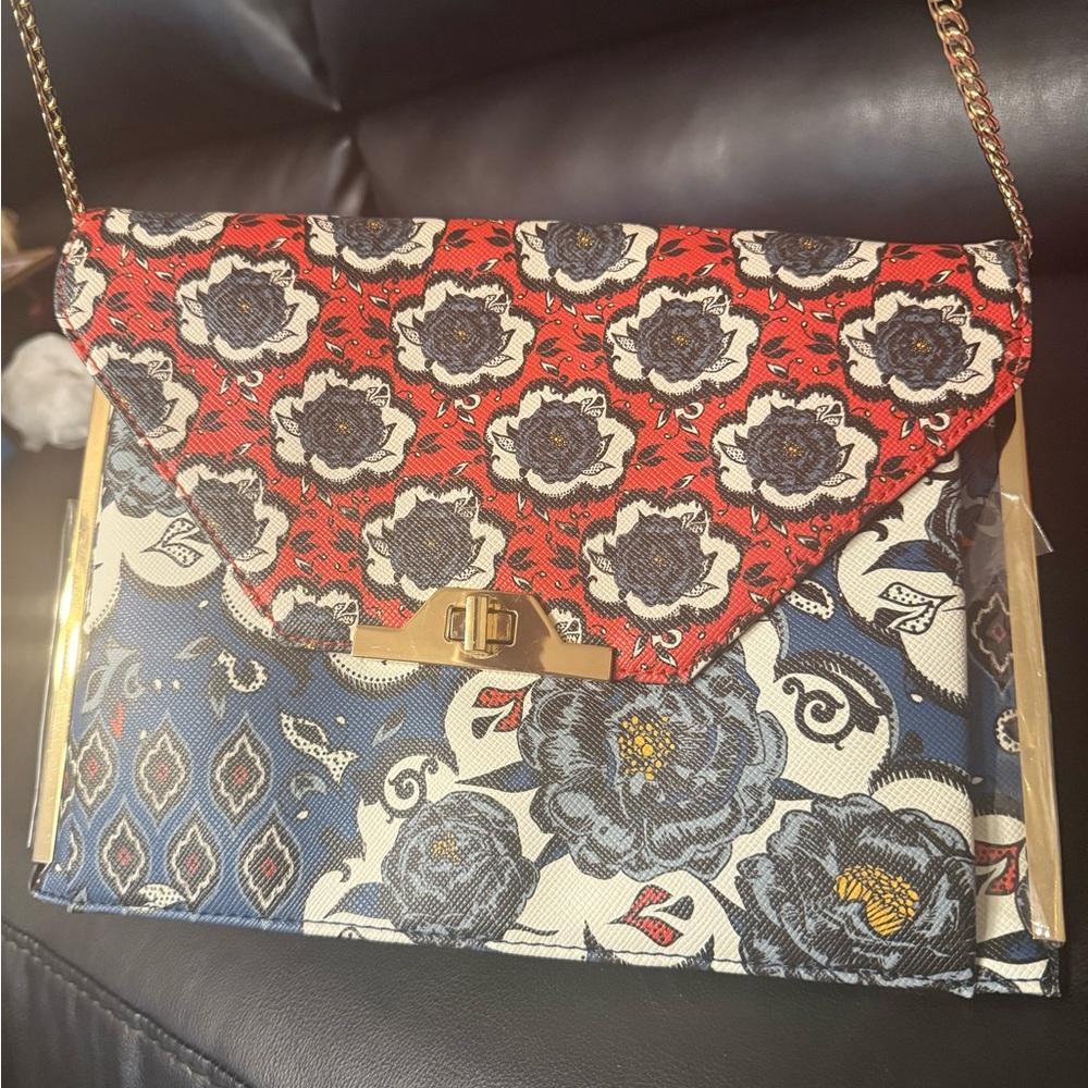 Aldo multi color floral design clutch/crossbody